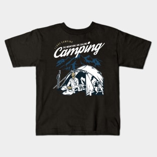 I Love Camping The Mountains Are Calling Kids T-Shirt